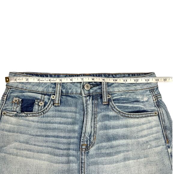 American Eagle Jean Skirt Hi-Rise Festival Mini Light Wash Denim Lace Women's 0 - Picture 6 of 12